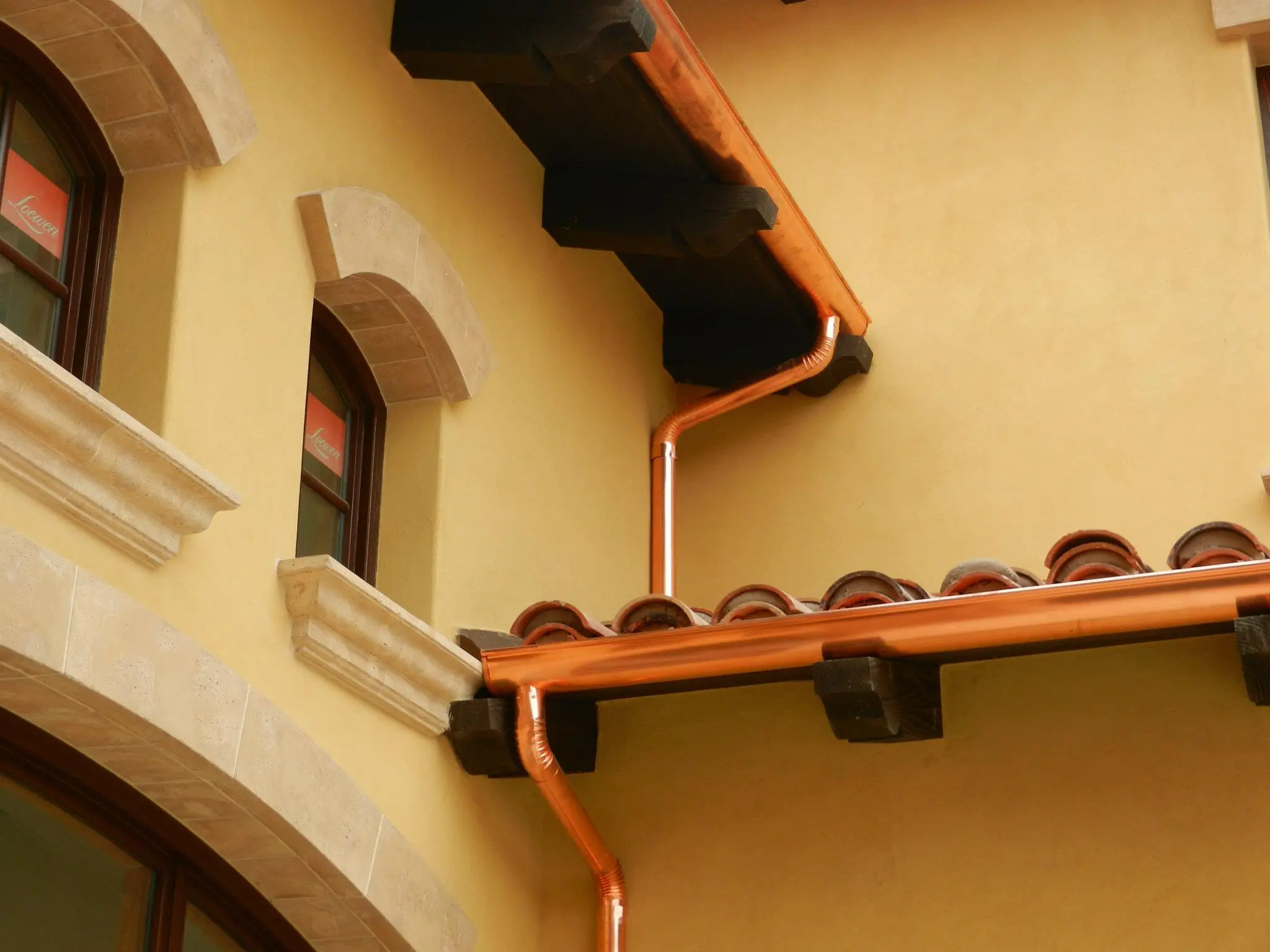 Gutters 2 Copper gutters tile roof